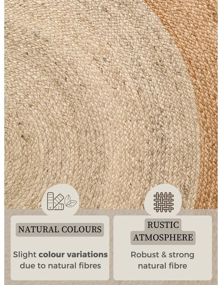 Obojstranný/ručne tkaný jutový okrúhly koberec slonovinový ø 200 cm Jutta Ivory – Hanse Home