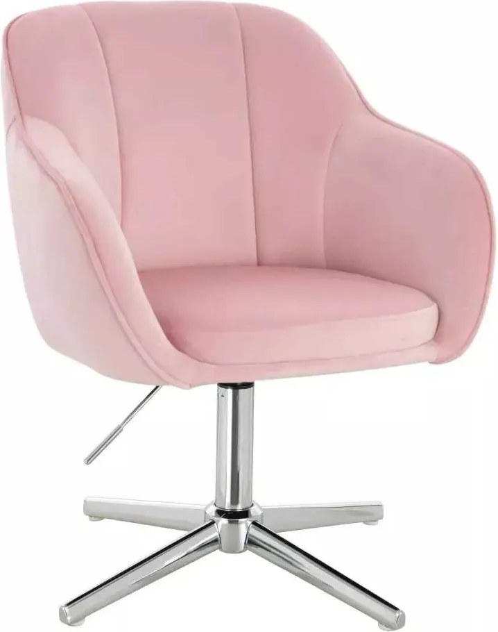 LuxuryForm DESIGN Stolička AVOLA VELUR na striebornom kríži - svetlo ružová