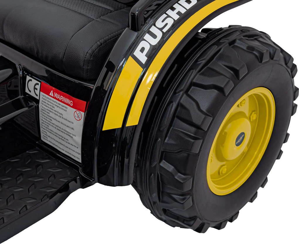 Ramiz Detský traktor na batérie žltý + pohyblivé rameno s lyžicou + diaľkové ovládanie + pomalý štart + FM rádio + LED