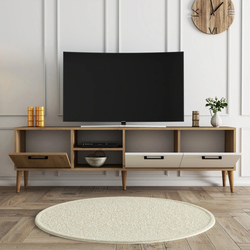 TV stolík/skrinka Essex 1 (Dub + Biela). Akcia -20%. Vlastná spoľahlivá doprava až k Vám domov. 1073460