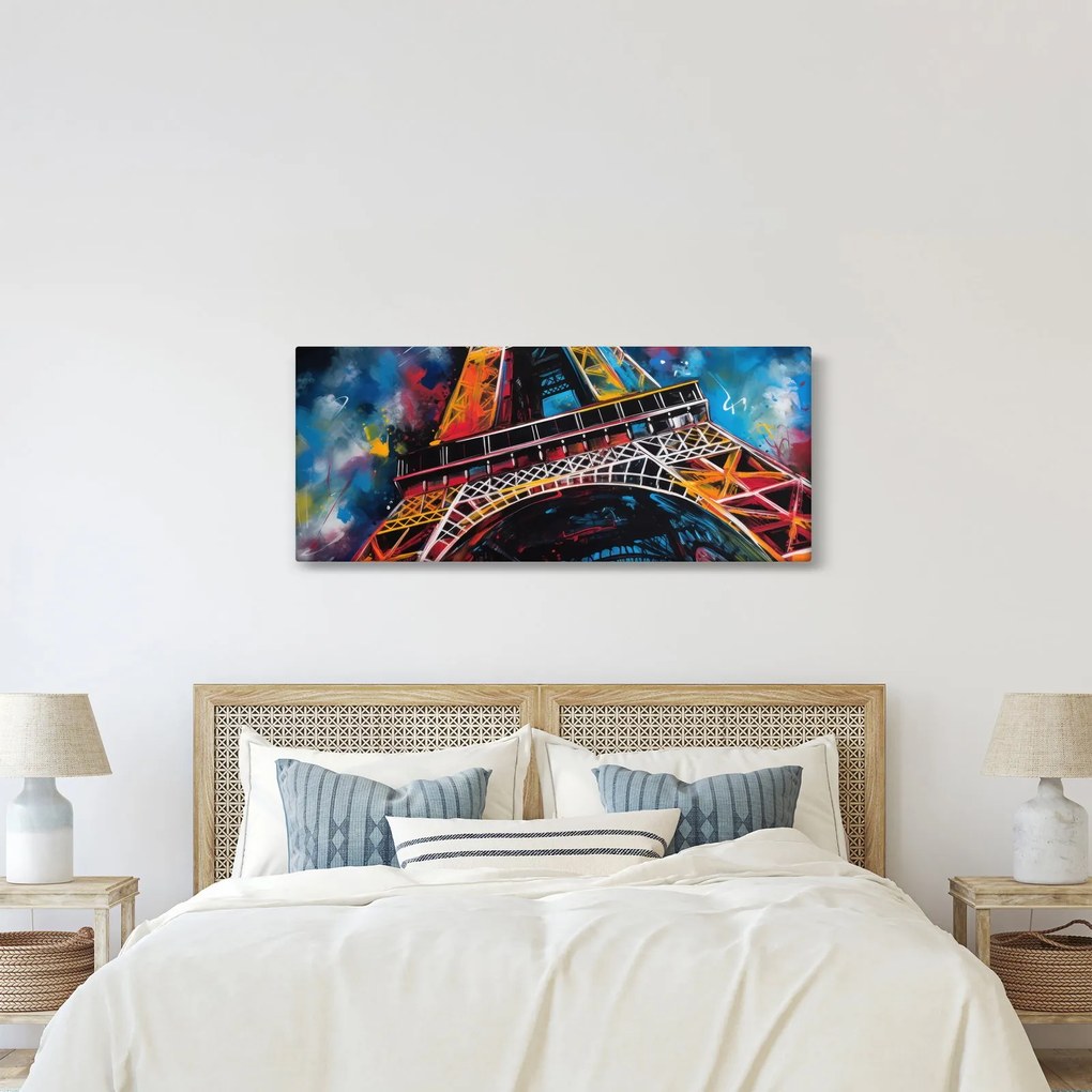 Obraz - Maľba Eiffelovej veže II. (120x50 cm)