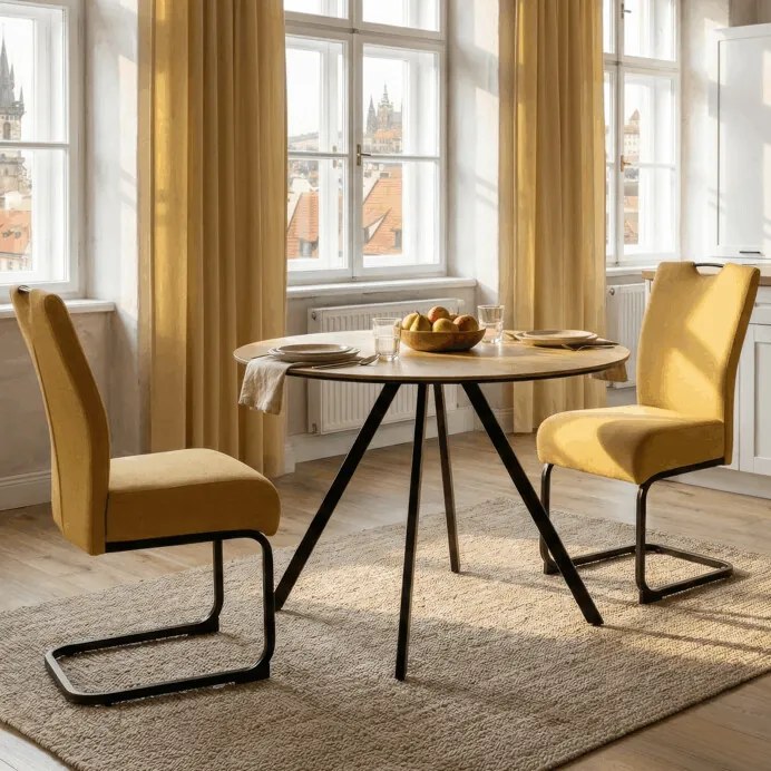 Autronic BONTEC Okrúhly jedálenský stôl 100x100cm, lamino, šedý dub, HT-R5010 GREY Farba: Hnedá