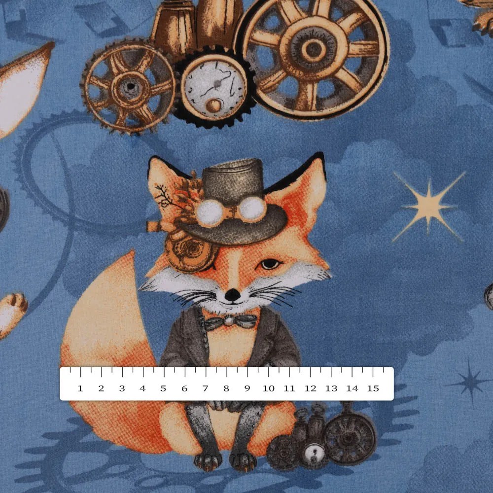 Biante Detský bavlnený obdĺžnikový obrus Sandra SA-581 Zvieratká vynálezcovia na modrom 140x220 cm