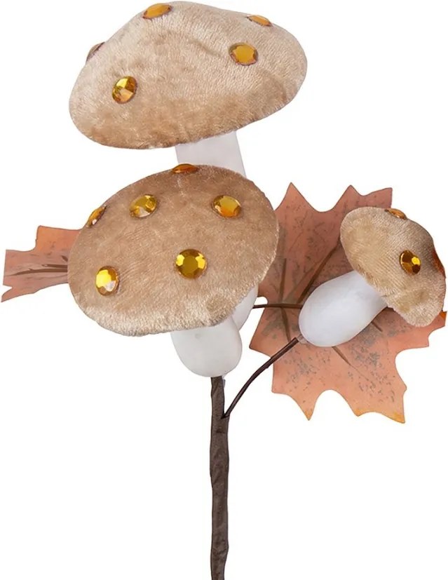 Béžová dekoračná vetvička s hubkami - 8*4*55 cm
