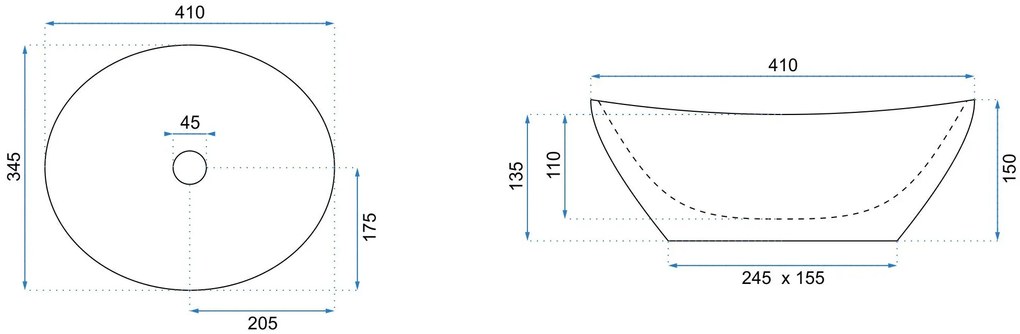 Rea Sofia, umývadlo na dosku 41x35x13,5 cm, biela-zlatá lesklá, REA-U0456