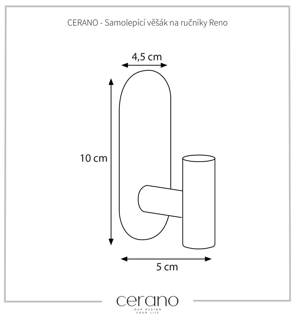CERANO - Samolepiaci vešiak na uteráky Reno - čierna matná, CER-CER-479422