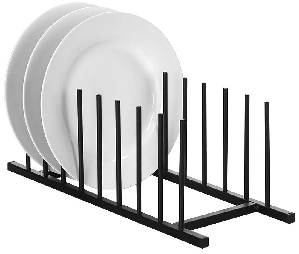 VILDE Držiak, stojan na pokrievky, taniere, plastové viečka - 8 pozícií, čierny kovový