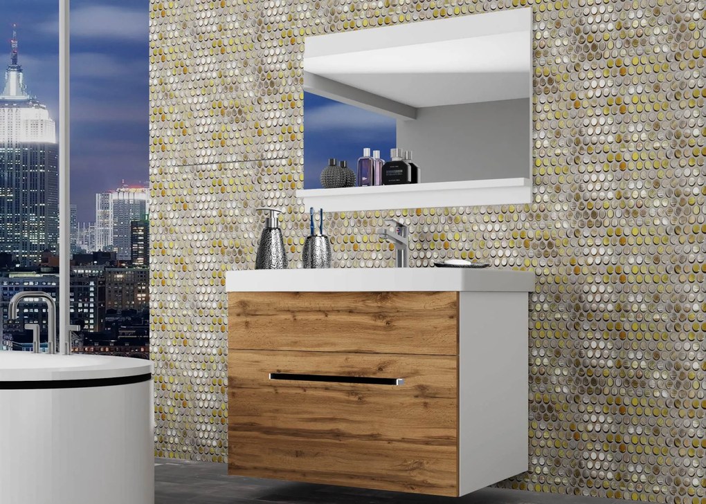 Kúpeľňový nábytok Belini dub wotan + umývadlo + zrkadlo ROD M 1/0/W/DW/0/ZW