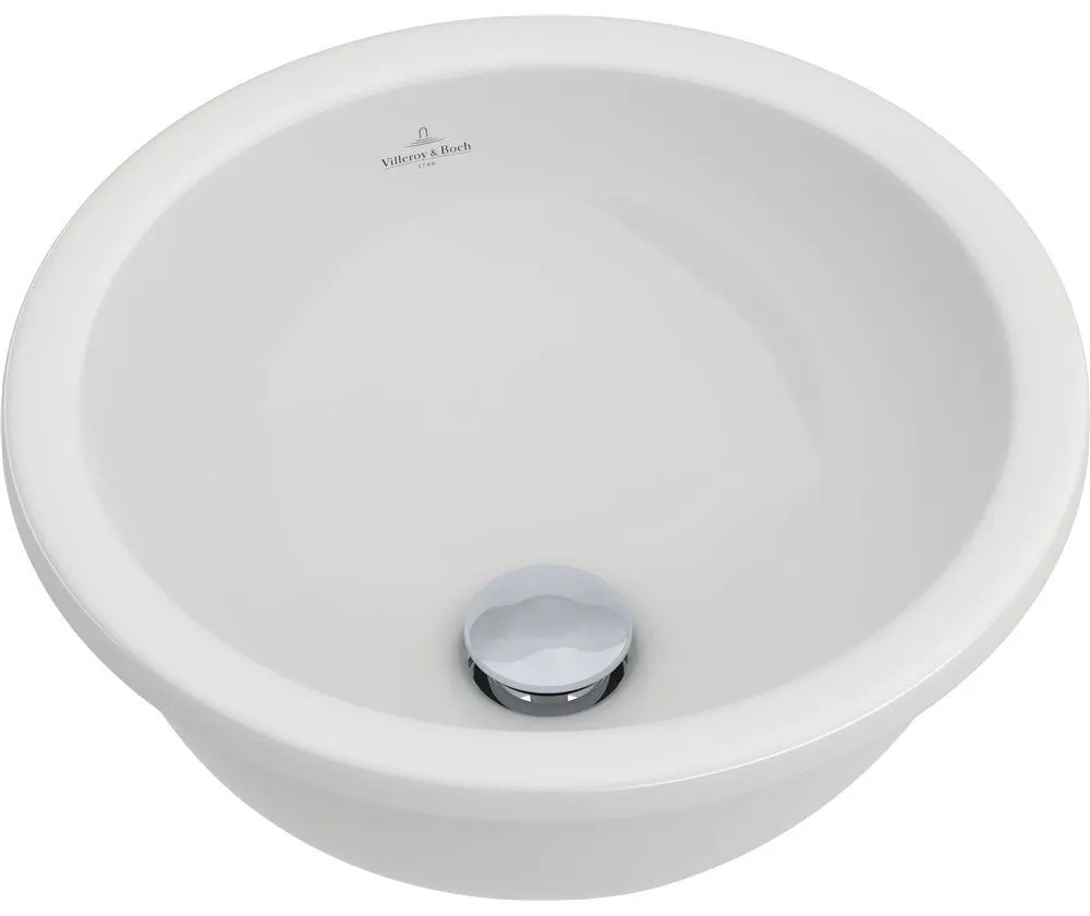 VILLEROY &amp; BOCH Loop &amp; Friends okrúhle umývadlo k zabudovaniu zospodu, bez otvoru, bez prepadu, priemer 330 mm, biela alpská, 61813301