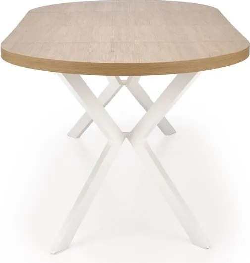Rozkladací jedálenský stôl 100-250 cm Pepeera (biela + zlatá) (pre 6 8 osôb). Vlastná spoľahlivá doprava až k Vám domov. 1049334