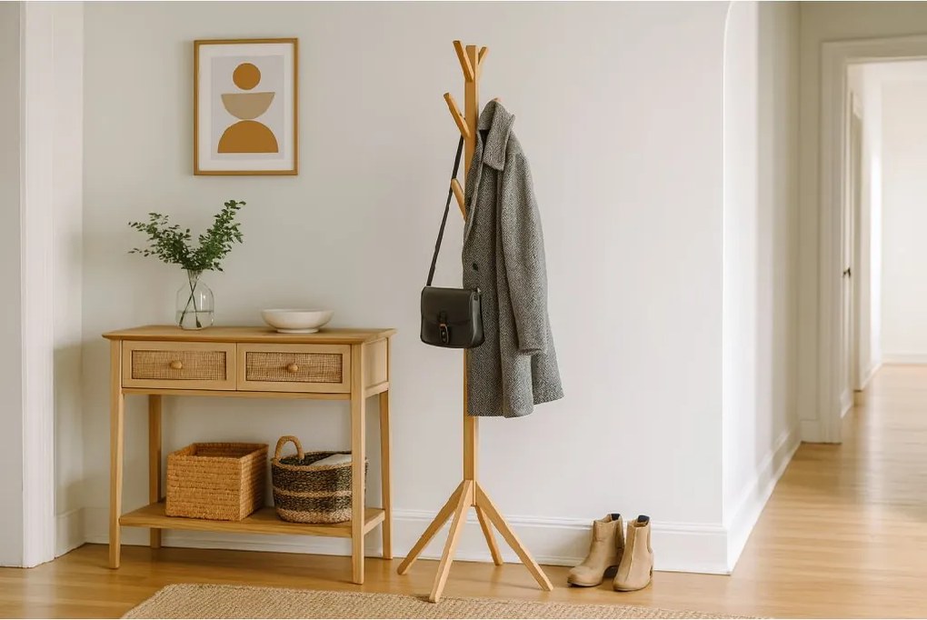 Noela Stojací drevený vešiak PORTU prírodný