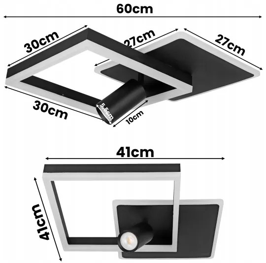 LED stropné svietidlo LED/38W/230V + 1xGU10/30W čierne