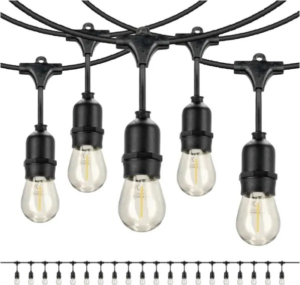 LED Vonkajšia dekoračná reťaz BAJA ST64 20xE27/1W/230V 20,9m IP44 teplá biela