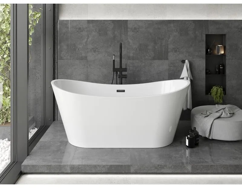 Mexen Montana, voľne stojaca vaňa 180 x 90 cm, biela, čierny matný prepad, 52011809000-70