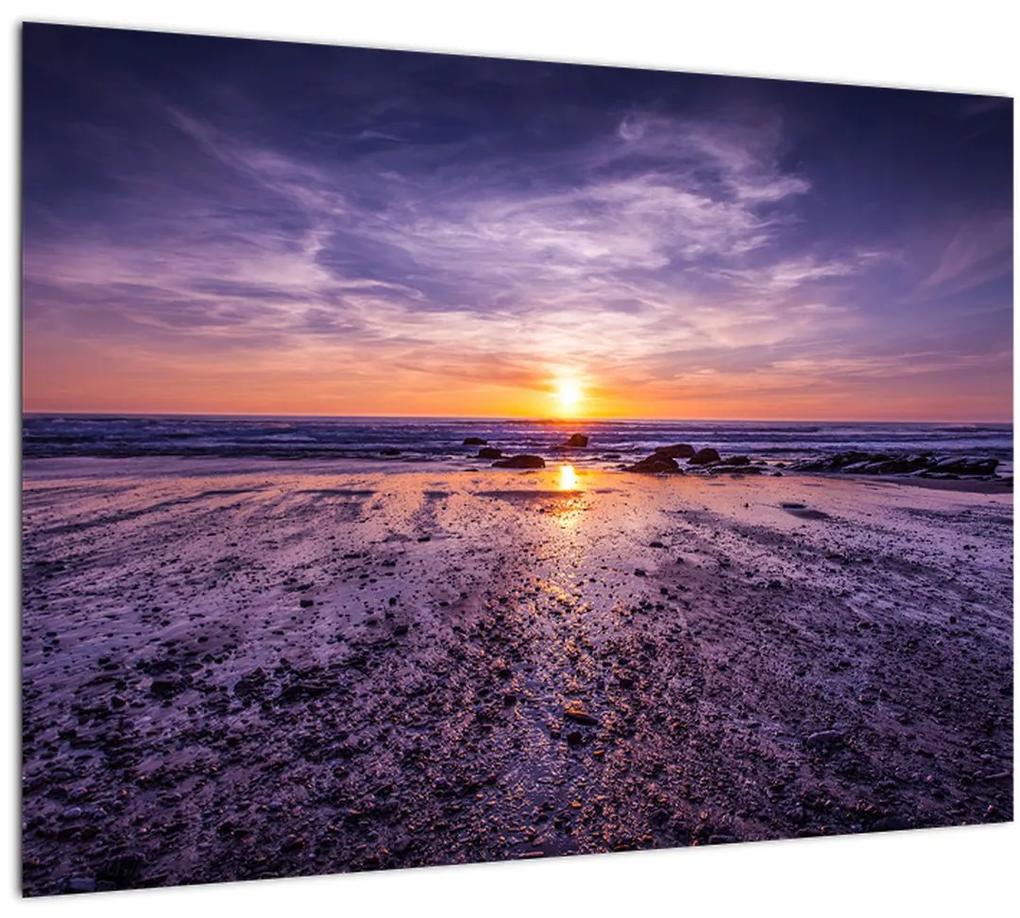 Obraz pláže - západ slnka (70x50 cm)
