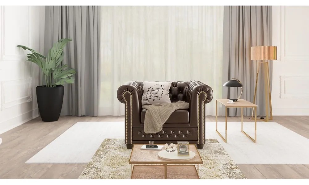 Tmavohnedé kreslo z imitácie kože York - Ropez