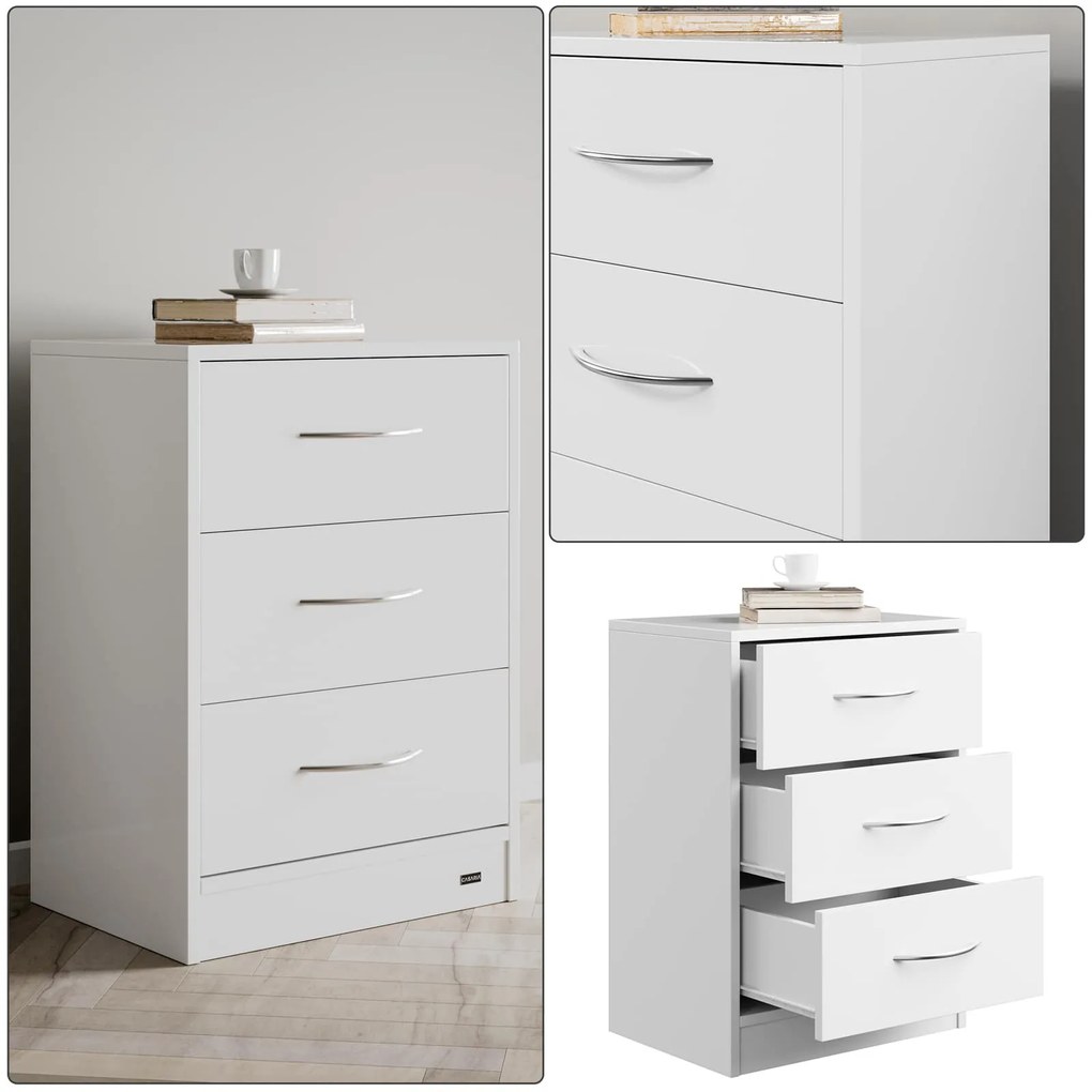 Nočný stolík ELOISE s podsvietením, 54x39x28cm, biela Casaria