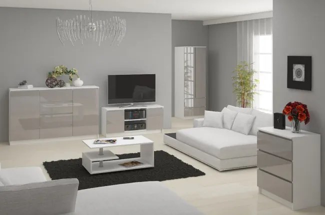 Komoda K140 6SZ CLP metalická, lesk