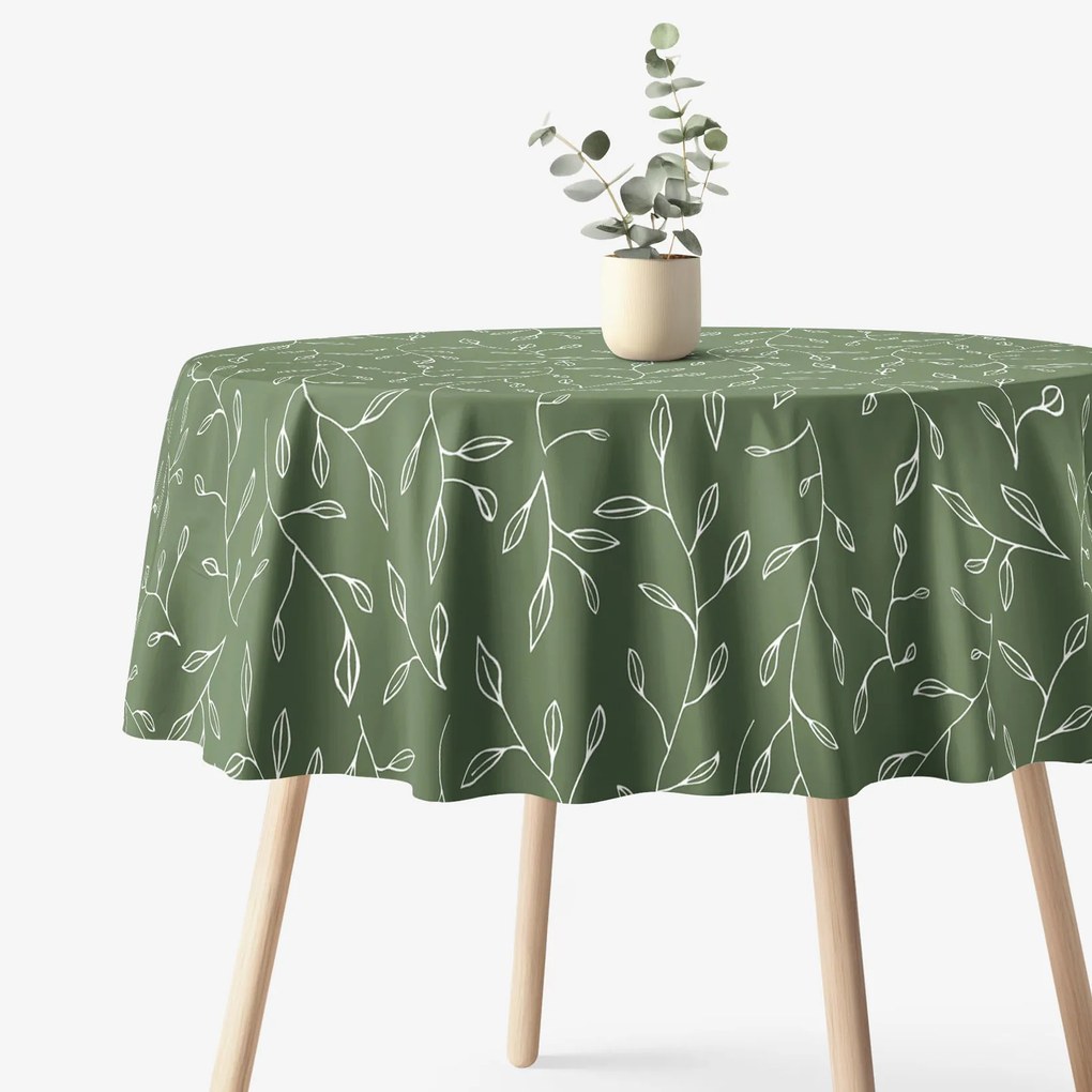 Goldea okrúhly obrus 100% bavlnené plátno - čajové lístky Ø 140 cm