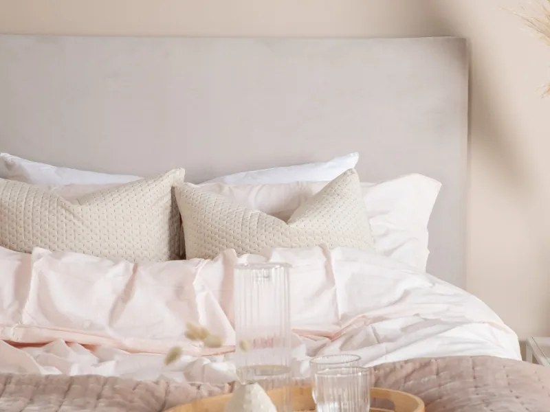 Vansbro 120 polohovateľná boxspring posteľ béžový zamat čelo Alvik