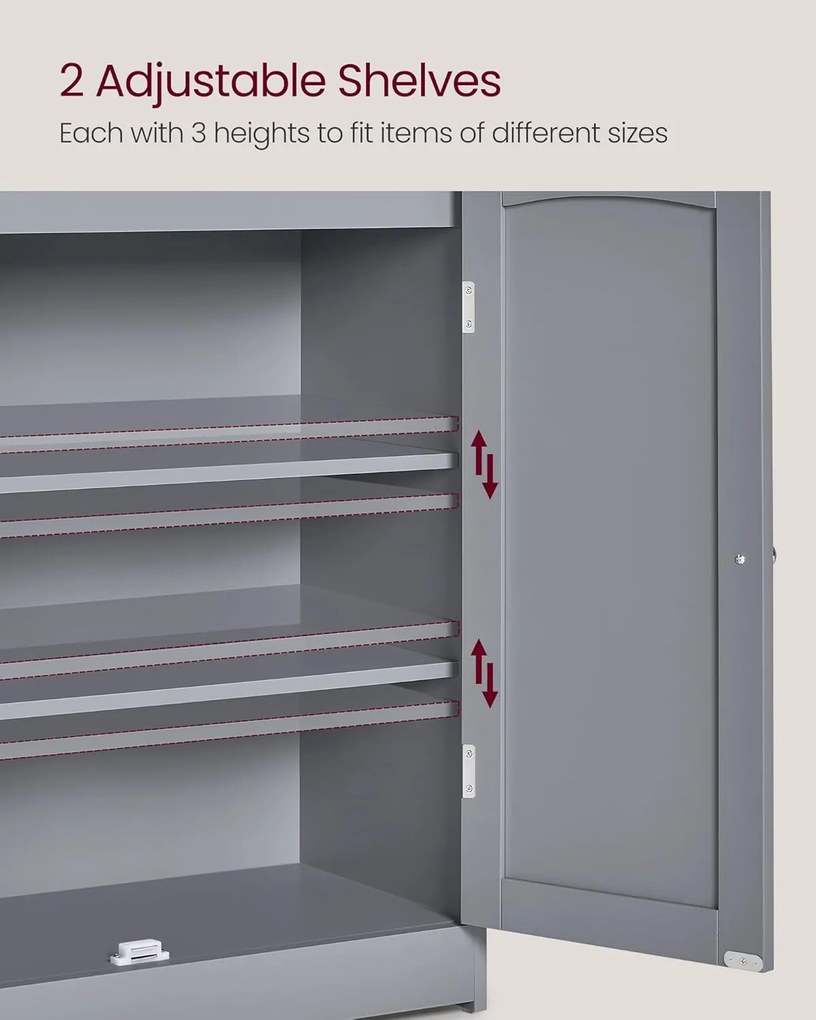 Kúpeľňová skrinka, Kúpeľňový úložný diel s 2 dverami, sivá