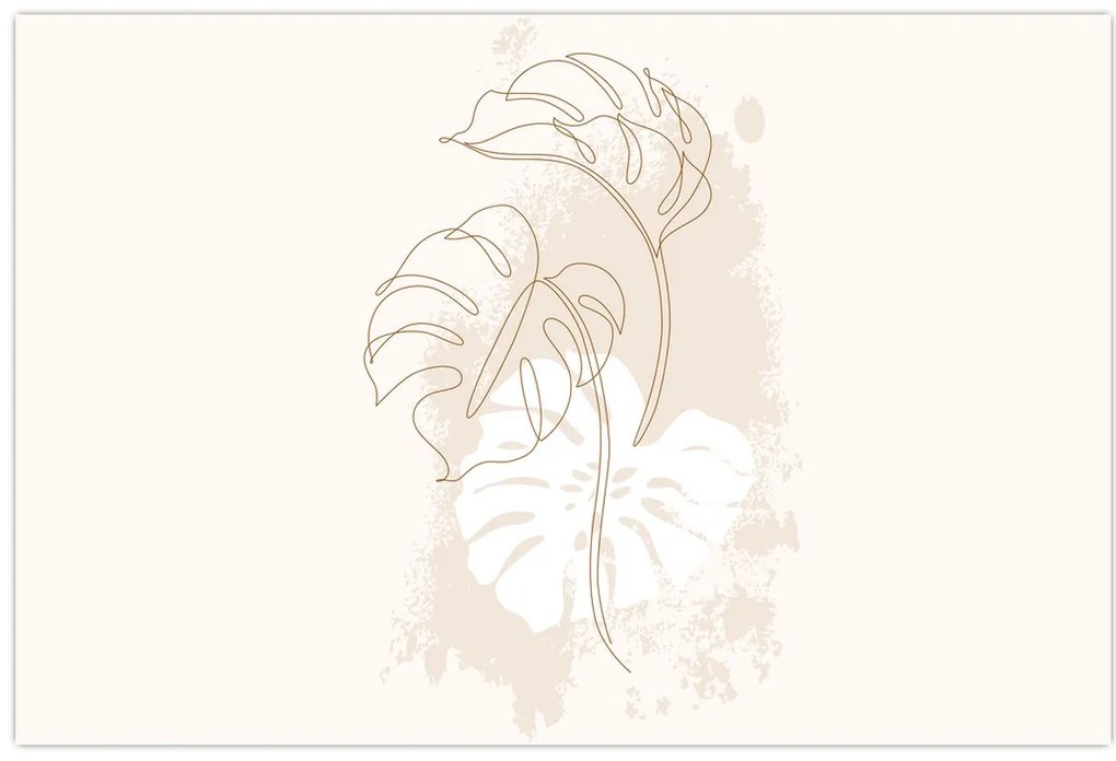 Obraz - Line art monstera N⁰1 (90x60 cm)