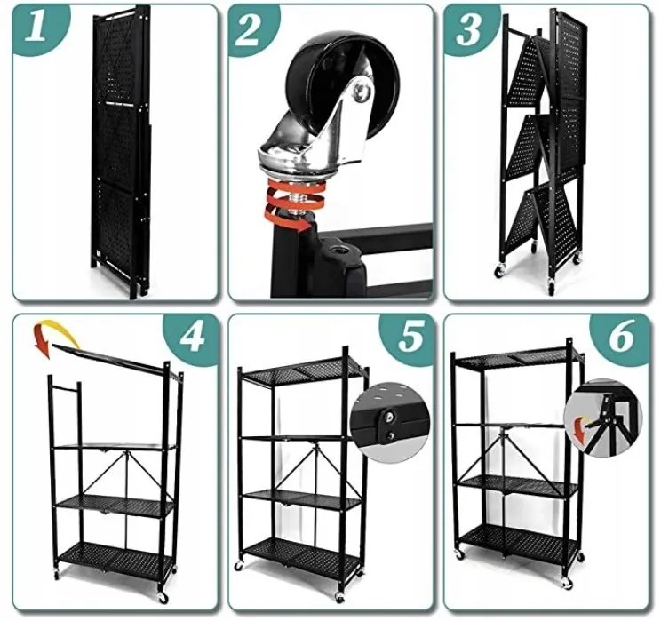 Kuchynský regál na kolieskach Ricos 2 (čierna). Akcia -16%. Vlastná spoľahlivá doprava až k Vám domov. 1133075