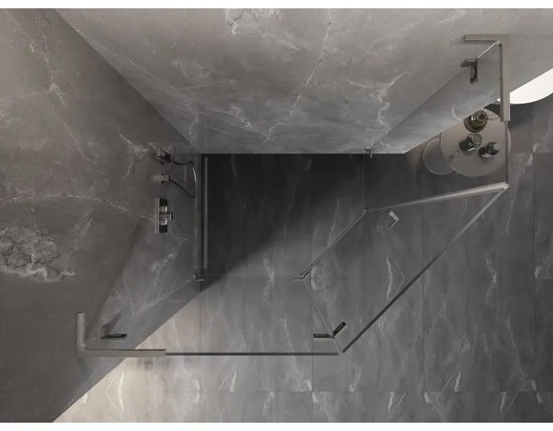 Mexen Lunar, L päťuholníkový sprchový kút naklápací doľava 100 x 80 cm, 8mm číre sklo, oceľový profil, 831L-100L-080P-97-00-L