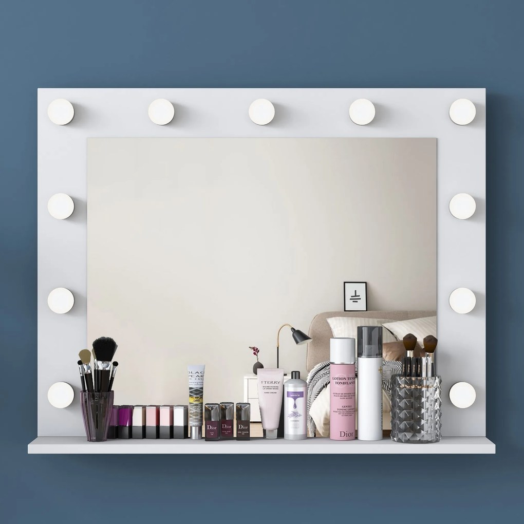 Toaletní stolek Melissa 04 s LED zrcadlem bílý/čirý
