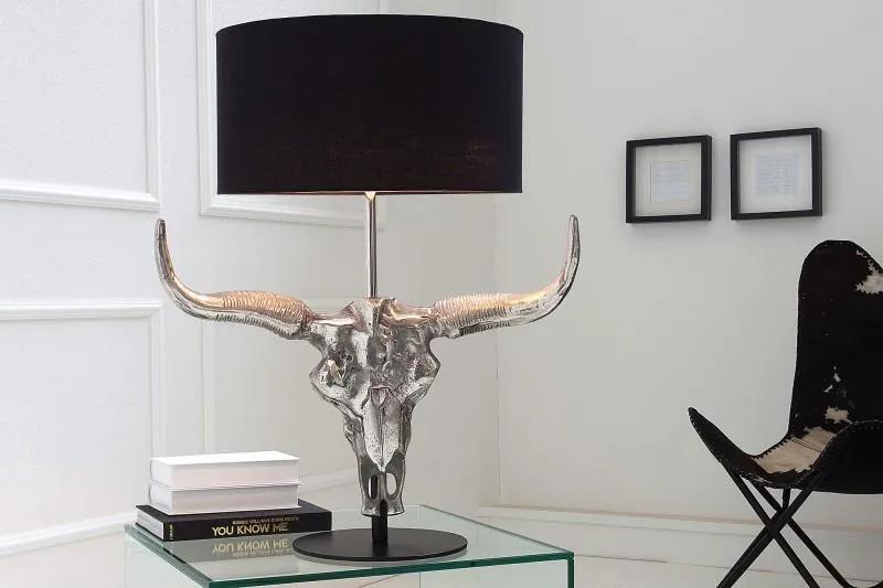 Extravagantná stolová lampa EL TORO 68 cm čierna s býčou hlavou