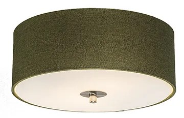 Rustikálne stropné svietidlo zelené 30 cm - Drum Jute