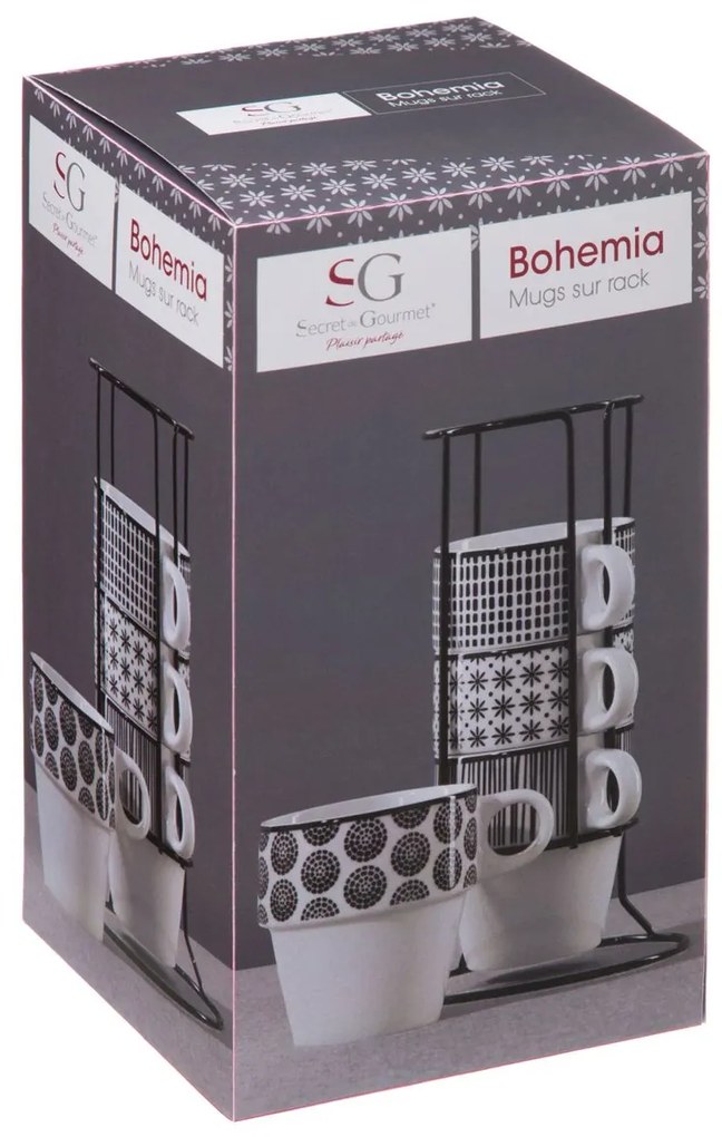 Porcelánový hrnček so stojanom Bohemia 260 ml sada 4ks