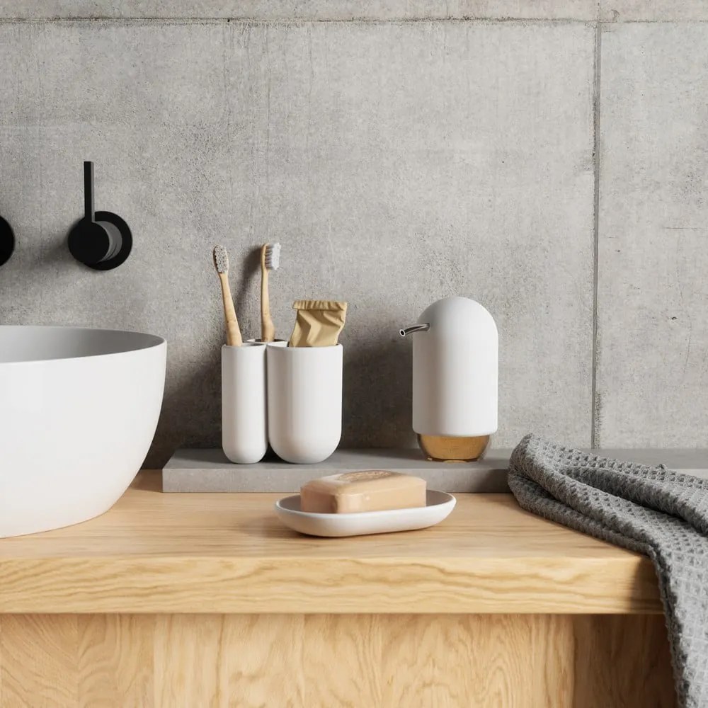 Biely plastový téglik na zubné kefky Touch – Umbra