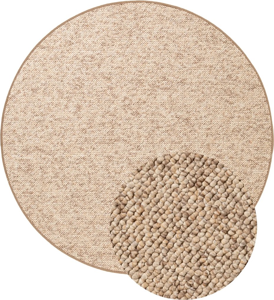 BT Carpet, Kusový koberec Wolly 102842 kruh, 133x133 (priemer) kruh, béžová, obývacia izba