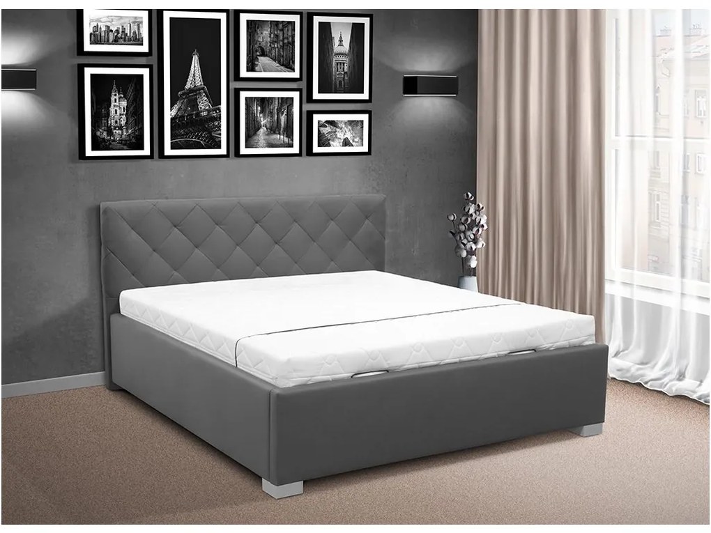 Čalúnená posteľ s elektrickým otváraním úložného priestoru DENIS 180 Farba: eko čierná