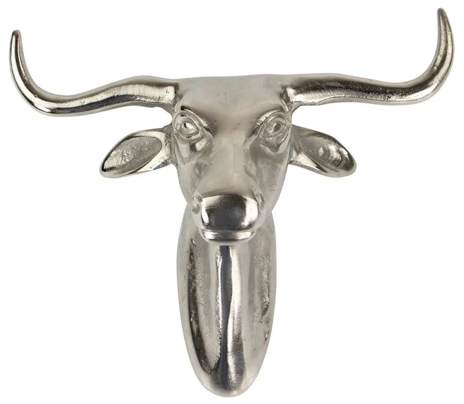 Strieborná nástenná dekorácia hlava kravy - 24,5*13*21cm