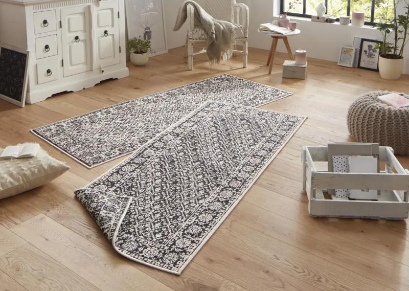 NORTHRUGS - Hanse Home koberce Kusový koberec Twin-Wendeteppiche 103113 schwarz creme – na von aj na doma - 80x150 cm