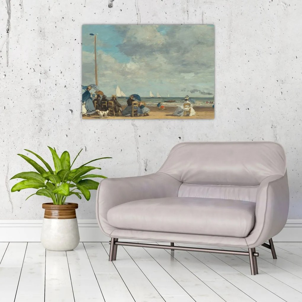Obraz - Eugène Boudin, Beach at Trouville, reprodukcia (70x50 cm)