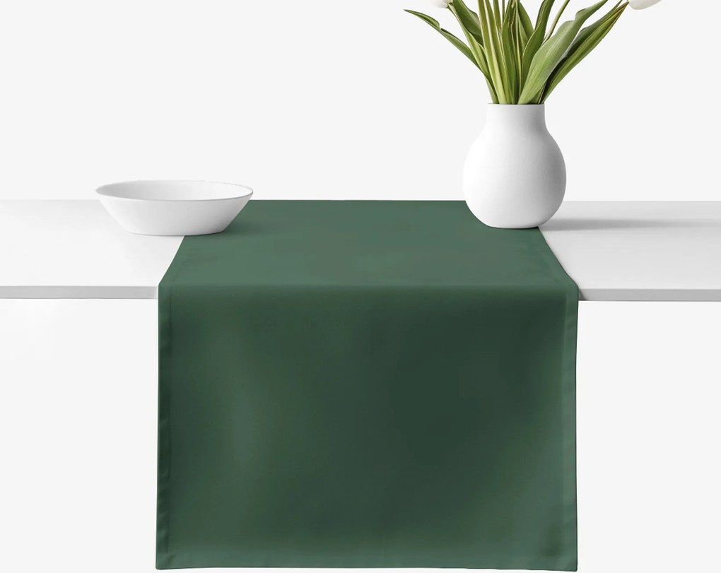 Goldea behúň na stôl 100% bavlnené plátno - tmavo zelený 35x140 cm