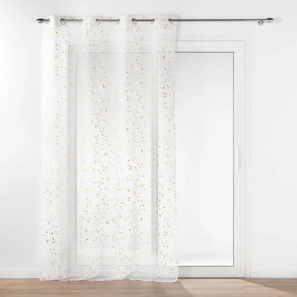 Voálová záclona v bielo-zlatej farbe 140x240 cm Floressia – douceur d'intérieur
