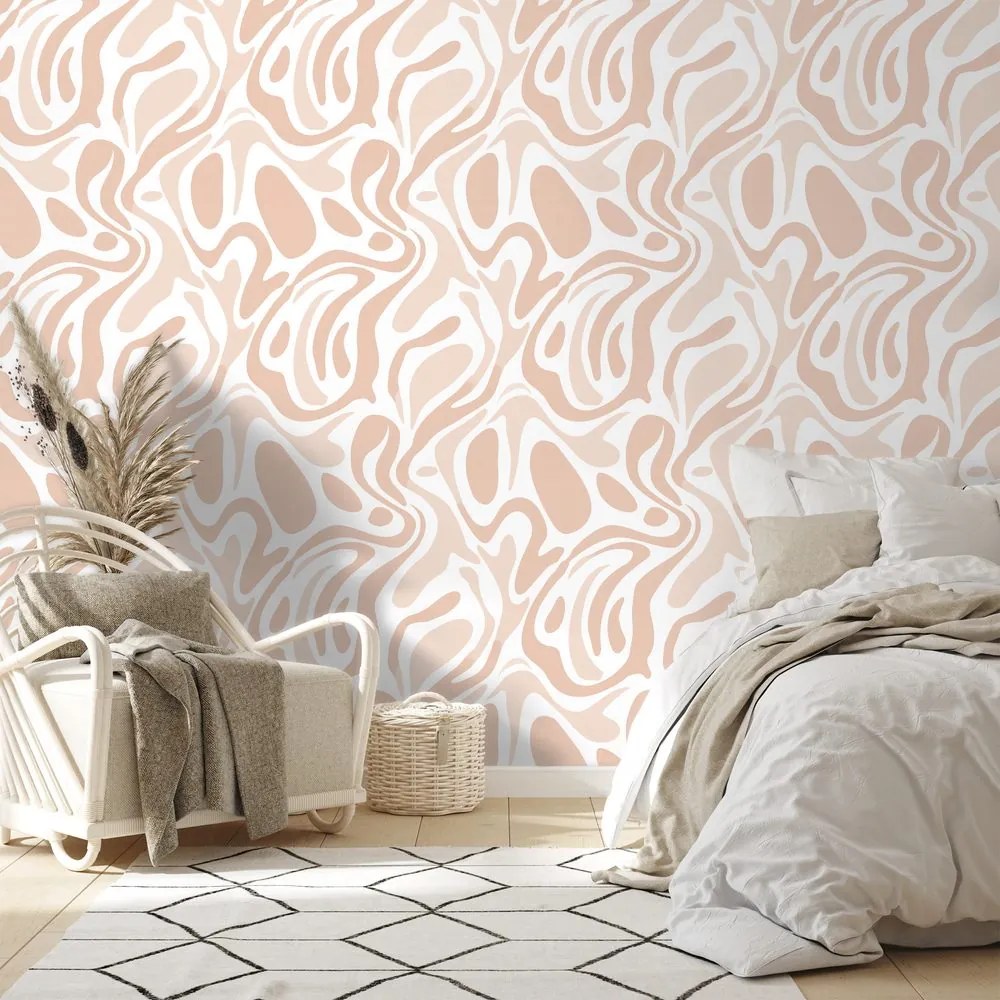 Samolepiaca fototapeta organické béžové vlny