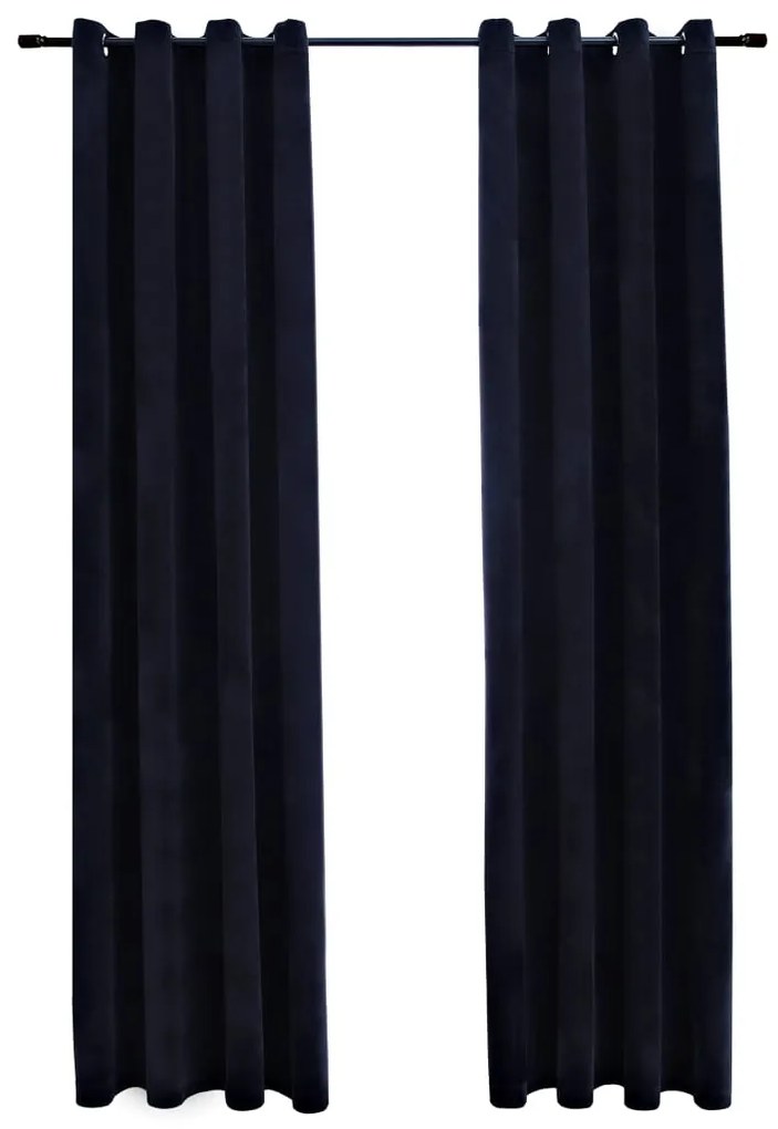 vidaXL Zatemňovacie závesy s očkami 2 ks, zamat, čierne 140x245 cm