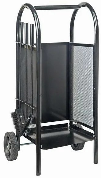 Kôš krbový/vozík s náradím 82,5 cm, oceľ súprava 3 diely