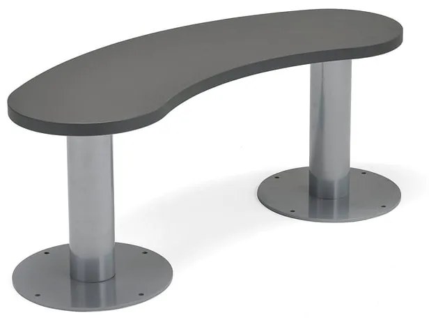 Lavica do jedálne GATHER, na kotvenie, 1100x340x440 mm, strieborná, antracit