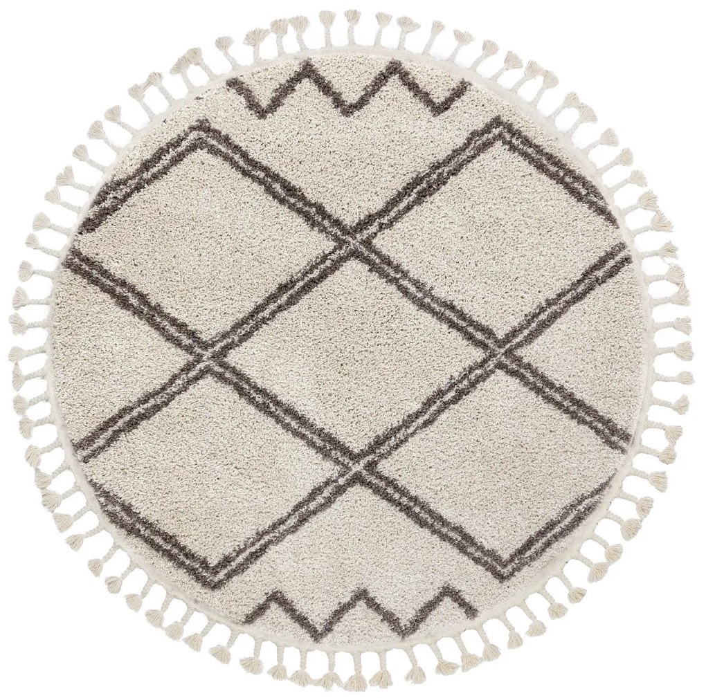 Kusový koberec Berber Asila cream and brown kruh, 160x160 (priemer) kruh, hnedá, obývacia izba, Dywany Łuszczów