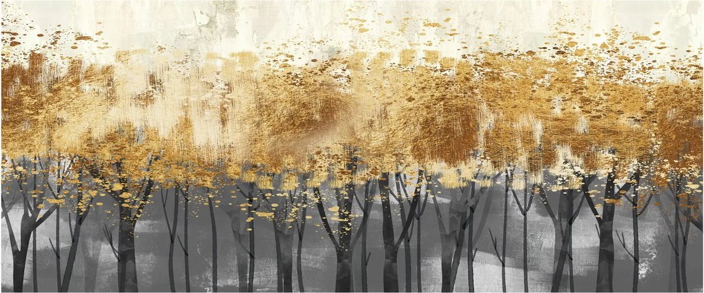 Obraz - Zlaté stromy (120x50 cm)