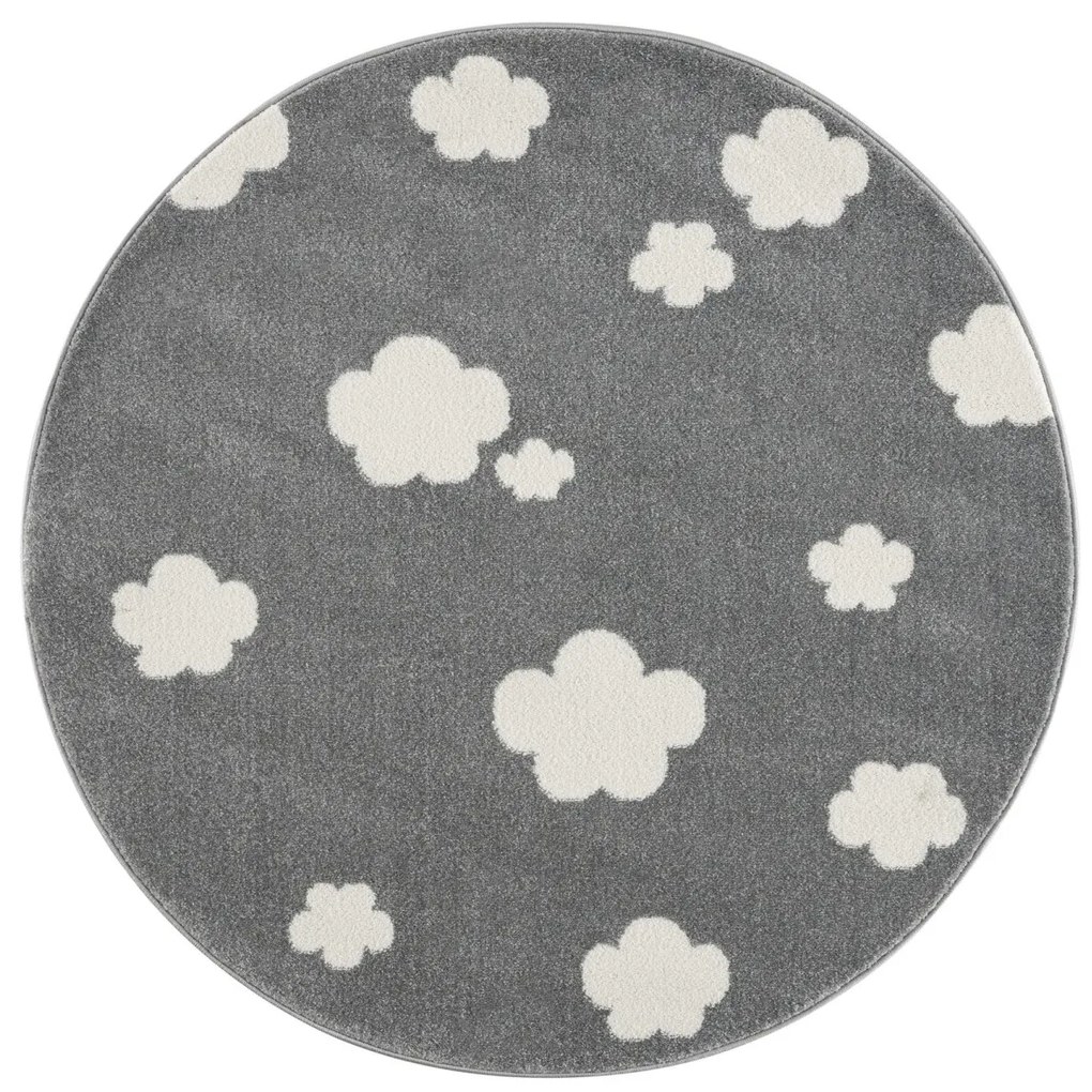 Detský koberec Happy Rugs SKY CLOUD strieborno-sivý / biely