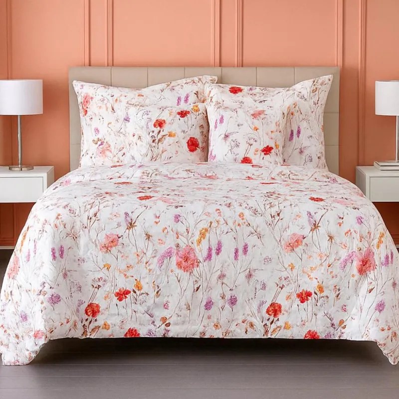 Kvalitex Prodloužené saténové povlečení 140x220, 70x90cm Luční tanec