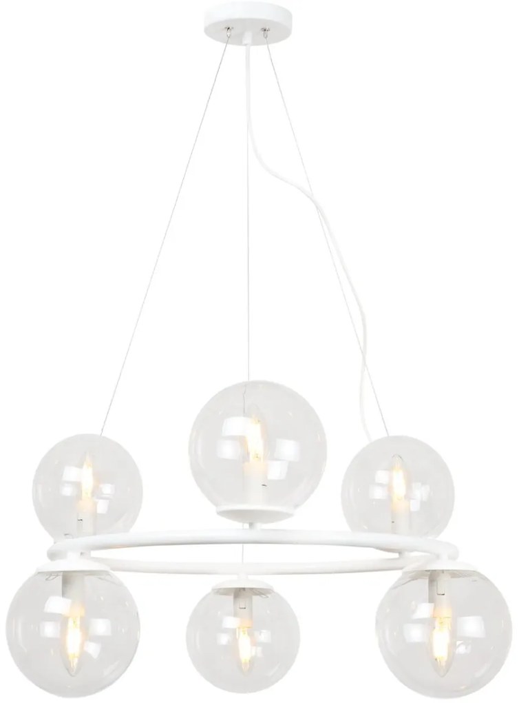 Závesné svietidlo Paris, 6x číre sklenené tienidlo, W, O