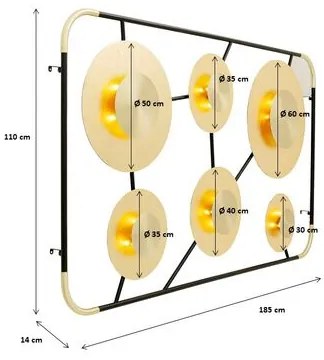 Disc 6light nastenná lampa zlato-čierna